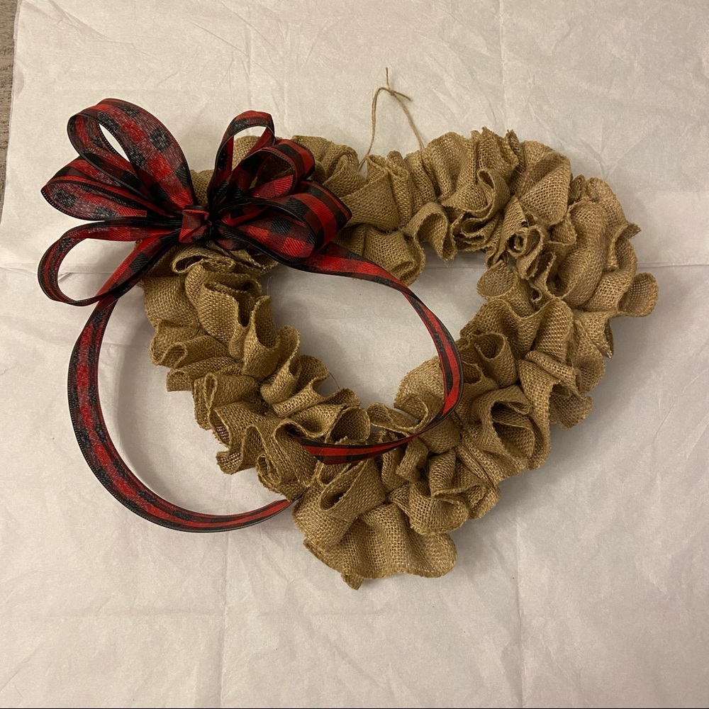 Burlap Heart Wreath Handmade